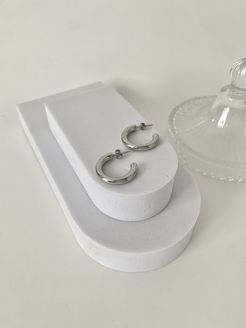 Brinco Argola Tubo em Aço Inoxidável Prata - comprar online