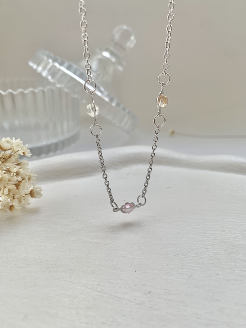 Choker Bolinhas Coloridas em Aço Inoxidável Prata