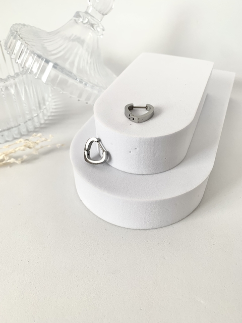 Brinco Argola Click Coração Médio em Aço Inoxidável Prata