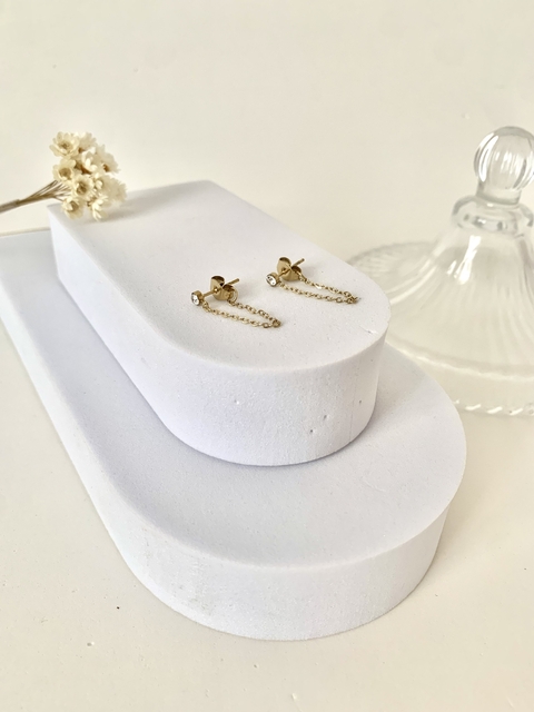 Brinco Ponto de Luz com Corrente em Aço Inox Dourado - comprar online