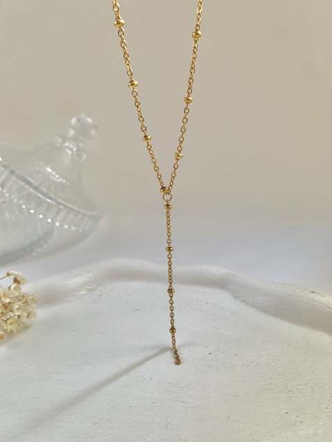 Colar Gravatinha Bolinhas Em Aço Inoxidável Dourado - comprar online