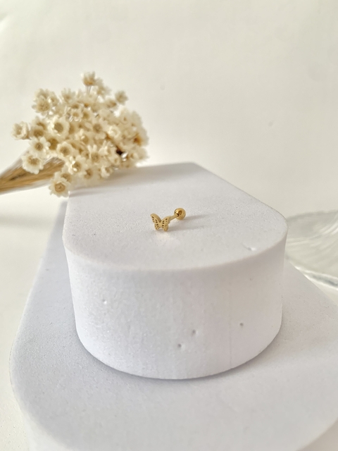 Piercing de Orelha Borboleta Mini em Aço Inoxidável Dourado - comprar online