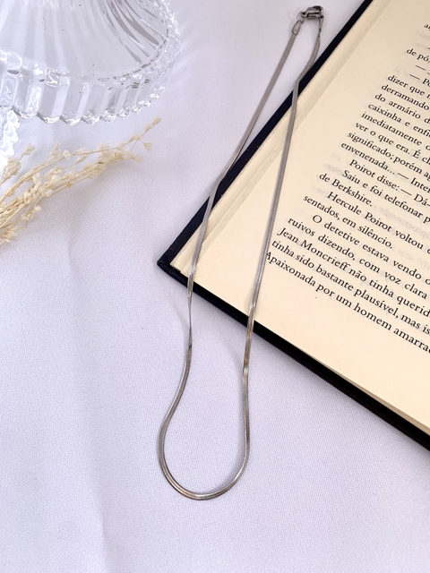 Choker Fita 2mm em Aço Inoxidável Prata