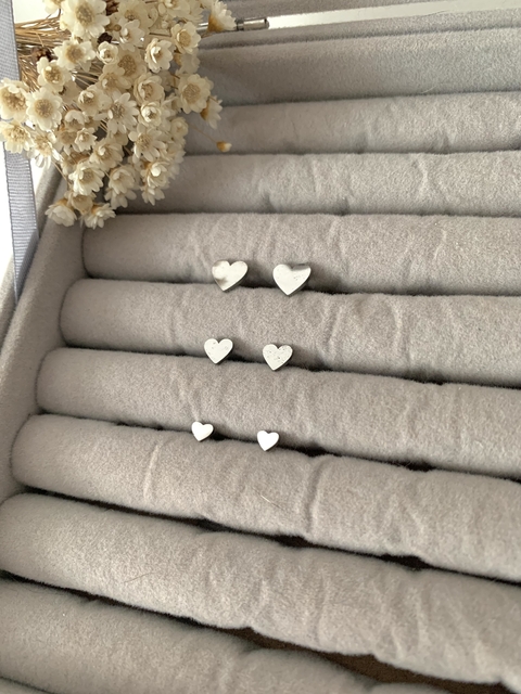 Trio Corações Chapados em Aço Inoxidável Prata - comprar online