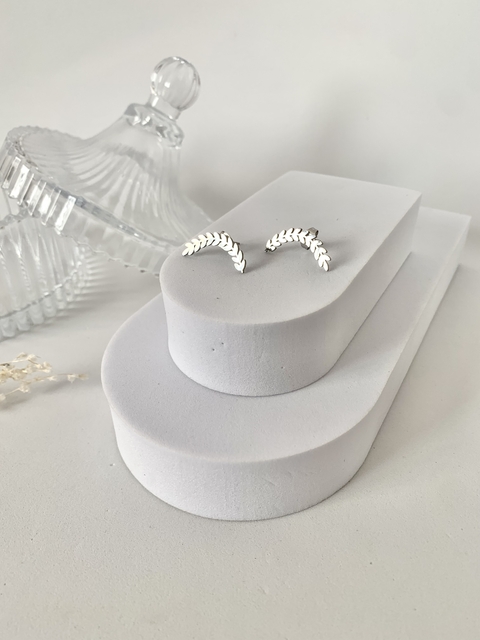 Brinco Earcuff Folha em Aço Inoxidável