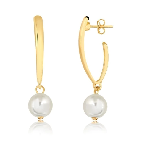 BRINCO ANZOL 25MM C/ PENDENTE PÉROLA E. BANHADO A OURO 18K - comprar online