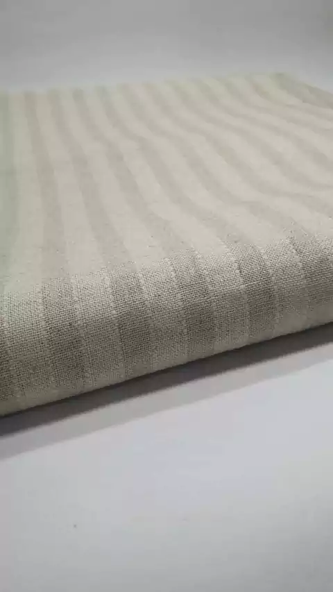 Linho Misto Rústico Listra com pontilhado Bege