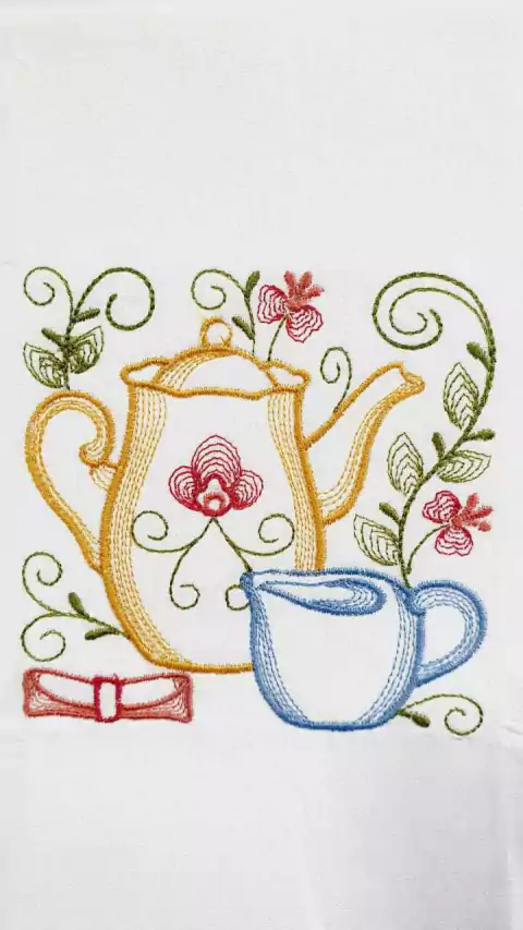 Bule mostarda e azul floral