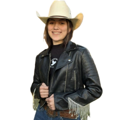 Jaqueta Feminina Preta Com Franja Em Brilho