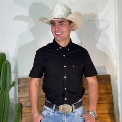 Camisa Aurochs Masculina Sarja Manga Curta Preta - 9217546