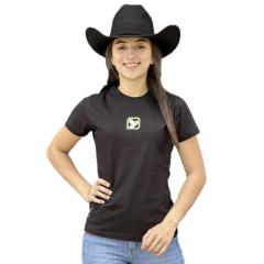 T-shirt Feminina Thankfield Preto Com Detakhes Em Verde 01137