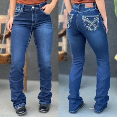 Calça Docks Feminina Bordada DW51 Flare Stone - 3905 - comprar online