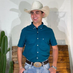 Camisa Aurochs Masculina Sarja Manga Curta Turquesa - 1276962