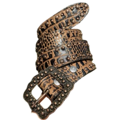 Cinto Made In Lida Feminino Craquelado Jacare Gravado