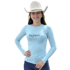 Camiseta Uv Feminina Texas Farm- Azul Celeste