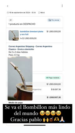 bombillon bresiani plata y oro full - Yerba Uruguaya