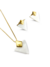 Conjunto Brinco e colar Geométrico Madrepérola Banhado a ouro 18k