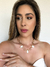 Colar de Pedra Natural Howlita Branca Banhado a Ouro 18k - comprar online