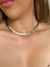 Choker aro rígido detalhes quadriculados e texturizados banho em Ródio - comprar online