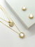 Conjunto Brinco e colar Duplo Madrepérola Banhado a ouro 18k
