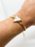 Pulseira Geométrica com Pedra Natural Howlita Branca Banhado a ouro 18k