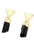 Brinco com pedra natural de turmalina negra bruta banhado a ouro 18k