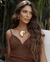 Colar Maxi Caramujo Metal Fosco Dourado