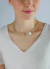 Choker aro rígido com pérola e esfera banhado a ouro 18k
