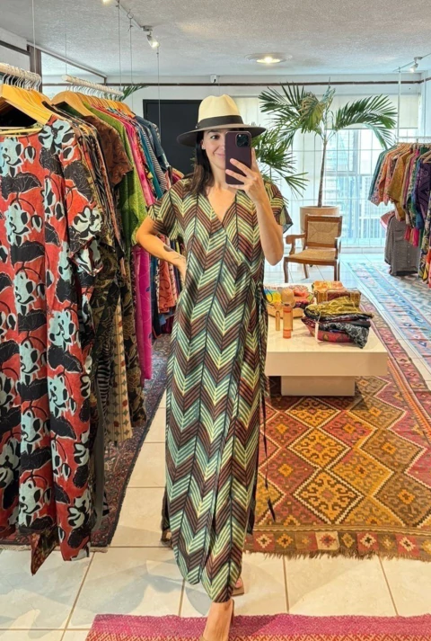 Vestido Assam Grecas Jade - comprar en línea