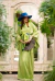 KIMONO ANTIGUO JAPONES DE SEDA VERDE LIMON