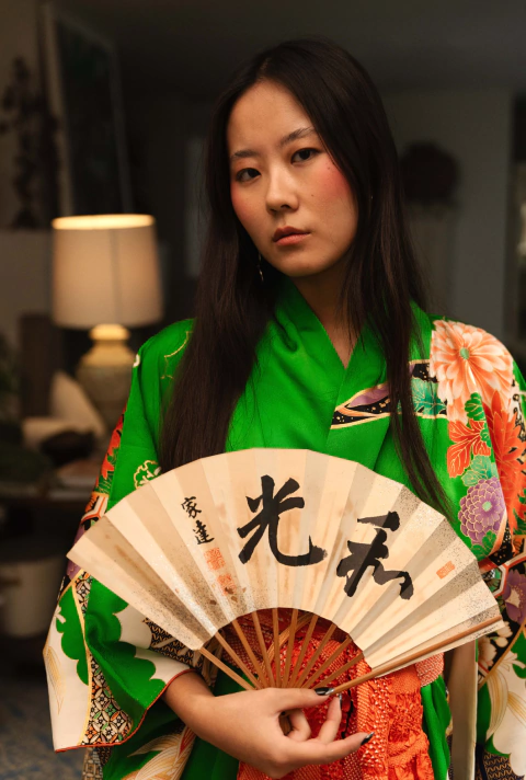 Kimono Antiguo Japones Ceremonial Verde