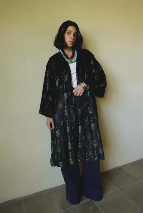 Abrigo Velvet Bagru Verde Fuerte - comprar en línea