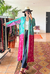 Kimono Seda Ikat Azul Turquesa/Rosa en internet