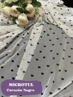 MICROTUL ELASTIZADO CORAZON NEGRO - comprar online