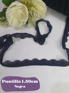 PUNTILLA ELÁSTIZADA 1.50CM NEGRA