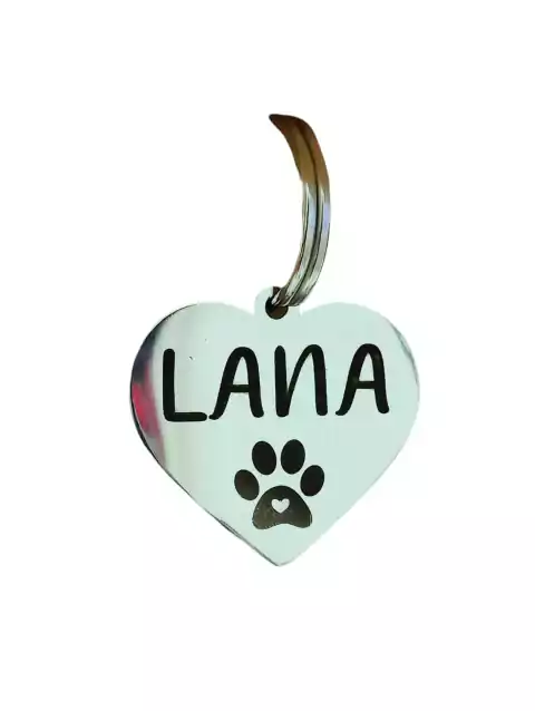 Chapita Identificación para Mascotas - acero quirúrgico - forma corazón 3 x 2.5 cm