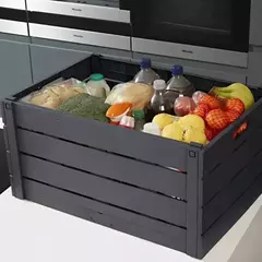 Cajon Canasto Plastico Simil Madera Plegable De 60 Litros en internet