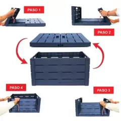 Cajon Canasto Plastico Simil Madera Plegable De 60 Litros - Ratán Home