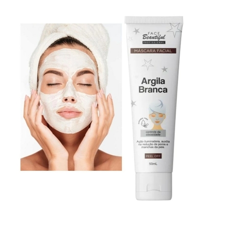 MASCARA PEEL OFF ARGILA BRANCA BISNAGA 50ML FACE BEAUTIFUL