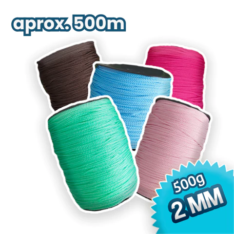 500g | FIO NAUTICO 2MM COLEÇAO SOFT PREMIUM POLIÉSTER- VARIAS CORES