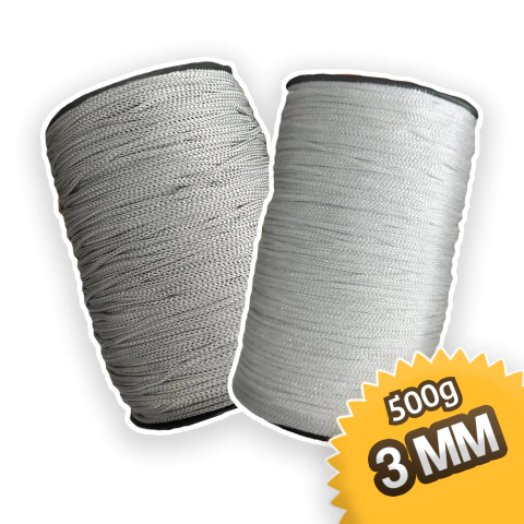 500g | FIO NAUTICO 3MM COLEÇAO GLAMOUR SILVER - VARIAS CORES