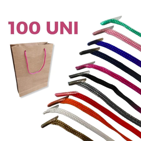 Cordao para sacolas 6/1 com 35 cm com ponteira - kit 100 pçs Alcas de nylon varias cores, presentes