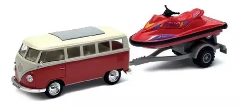 AUTO WELLY VOLKSWAGEN BUS 1963 CON LANCHA