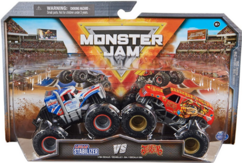 MONSTER JAM X2 GRAVE LUCAS STABILIZER VS JESTER 0574