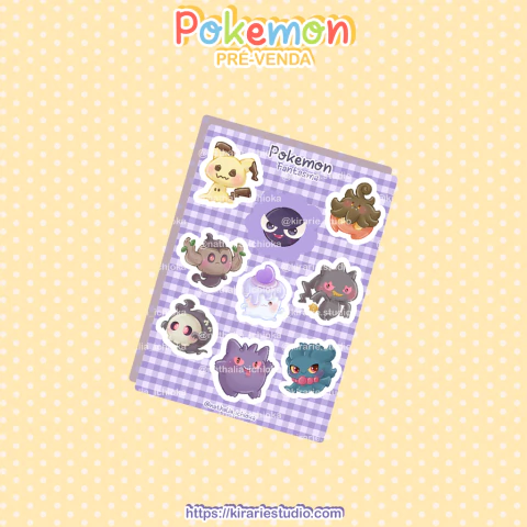 Cartela de Adesivos - Pokemon (Fada, Fantasma e Elétrico) na internet