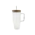 VASO DE VIDRIO ACANALADO C/SORBETE DE VIDIRIO C/ASA Y TAPA DE BAMBÚ 750ML (ETN2307) - 5 Onzas