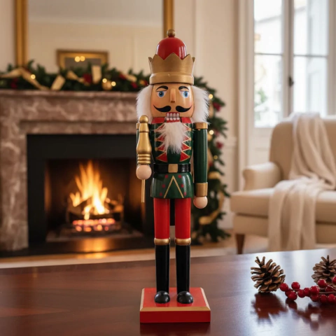 CASCANUEZ SOLDADITO DE NAVIDAD BASTON VERDE/ROJO 38CM (ETN0238)