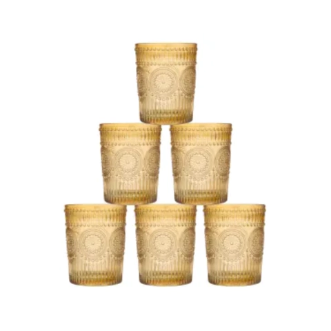 SET X 6 VASOS LABRADOS 350ML DORADO (COR5578)
