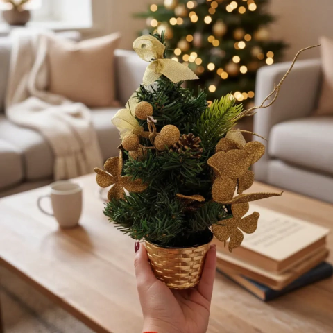 ARBOL DE NAVIDAD CANASTO DORADO (ETN5670D)