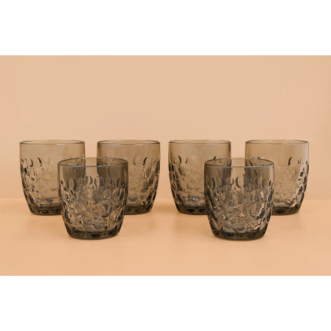 SET X 6 VASOS BURBUJAS 340ML GRIS (ETN6029)